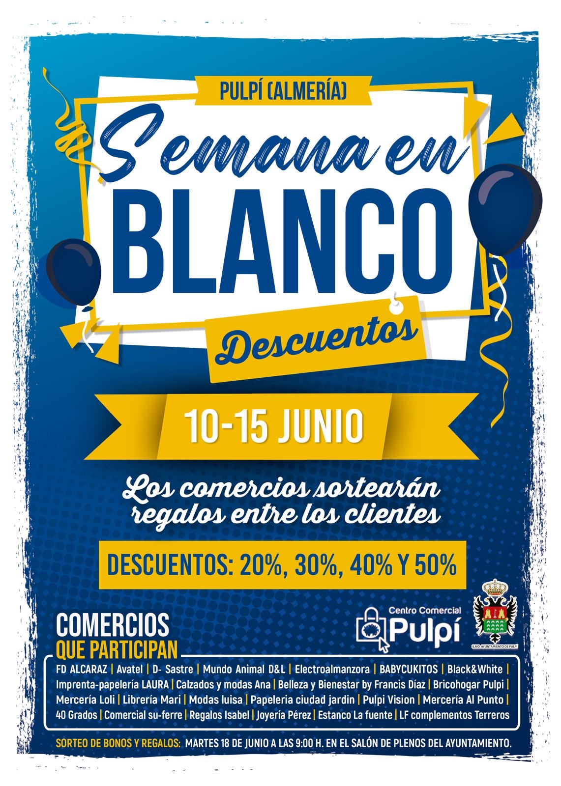 Llega la “Semana en Blanco” a Pulpí con descuentos en comercios locales del 10 al 15 de junio 
